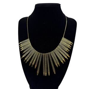 Vintage Style Art Deco Gold Tone Bib Statement Necklace Snake Chain Fashion 16"